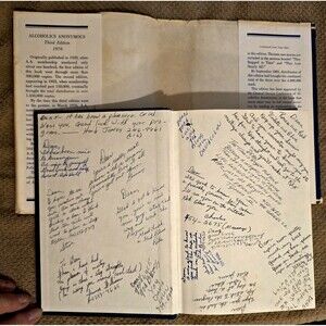 Alcoholics Anonymous HCDJ Third Edition 1983 Many Inscriptions & Hospital Insert